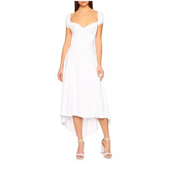 Susana Monaco Dresses & Skirts - Susana Monaco Off-The-Shoulder Midi Dress Size Small High Low Hem White New